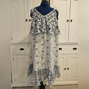 Floral Blue and White Women's Dress